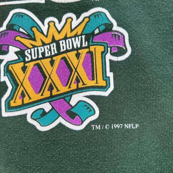 VTG Green Bay Packers Sweatshirt Crewneck Size Large 90s Super Bowl XXXI Champs - Picture 4 of 6